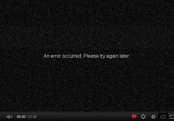 An error occurred on Youtube. Please try again later.