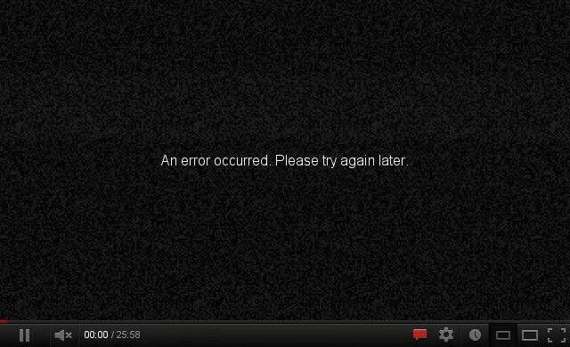 An error occurred on Youtube. Please try again later.